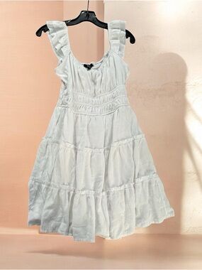 M White Ruffle Tiered Sundress